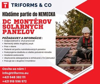 Hľadáme partie na montáž DC solárnych panelov NEMECKO