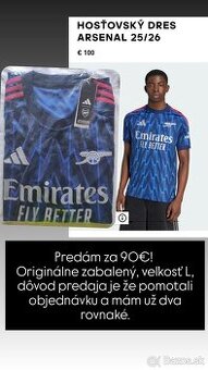 Arsenal originálny hosťovský dres 25/26