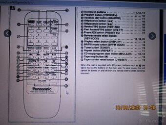 KUPIM DIALKOVY OVLADAC NA RADIO PANASONIC RX-ED 707