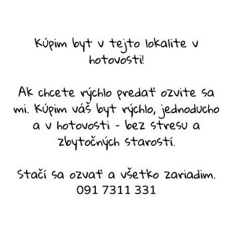 Mám záujem o byt v Bratislave a blízkom okolí