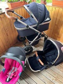 Kombinovaný kočík Moon Scala Navy + Vajíčko Cybex Aton