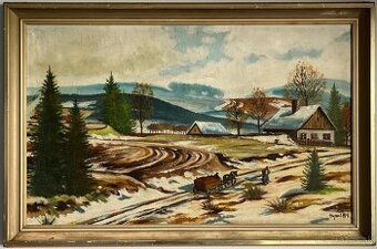 Návrat z poľa - olejomaľba (1981)