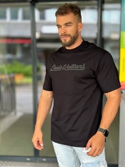 Luxusne tričko Louis Vuitton cierne oversize - 1