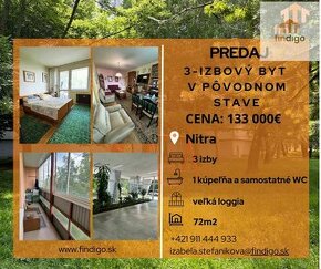 3 – izbový byt na predaj v širšom centre mesta Nitra