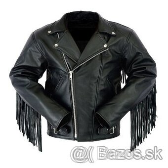 Moto Pánska Kožená Bunda Sidovka So Strapcami 2v1 Chopper
