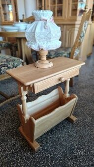 Stolek, lampička, masivní dub, set, rustikální