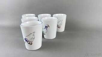 6x Pohár s husami, modrá linka, Moritz Zdekauer