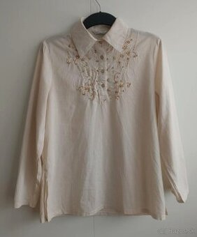 Dámska béžová blúzka/halenka/košeľa s dlhým rukávom (Fiona)