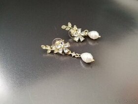 Náušnice - kvietok a perla (svadobne)