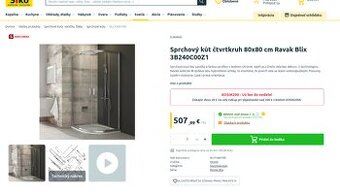 Sprchovy kut RAVAK 80x80 plus vanicka