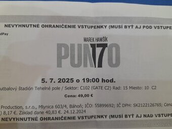 Predám vstupenky na Hamšikovu rozlučku