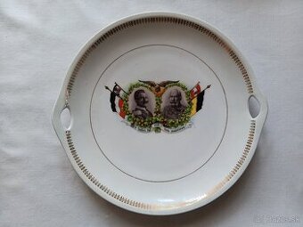Porcelánový talíř  - Franz Josef, Wihelm II.,Rakusko Uhorsko