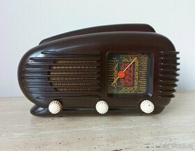 Starožitné rádio Tesla Talisman 308U, hnědá skříňka, 1953