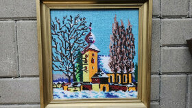 Obraz vysivany - kostolik