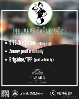 Čašník/čašníčka aj brigádne