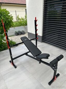 Kompletná domáca posilňovňa – bench, kladka, EZ tyč, 175 kg