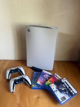 PlayStation 5 Slim + 2 ovládače + 4 hry