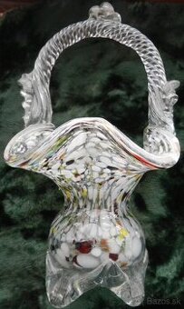 Muránsky sklenený košík hutné sklo - 1