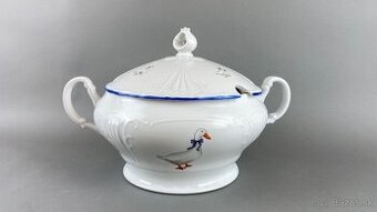 Misa na polievku husi, modrá linka, český porcelán