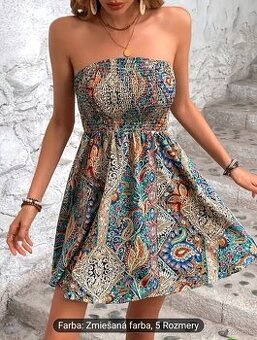 Dámske šaty nové XL bezramienkové boho chic modré