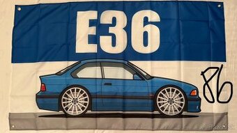 86 - Banner - vlajka BMW E36 - modré kreslené 90x150