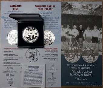 10 Euro 2025 Hokej  proof+pamätný list