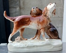 Poľovné psi / Royal Dux, porcelan