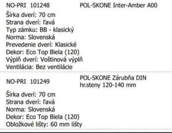 Interiérové biele dvere Inter Amber vrátane zarubne