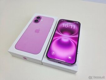 Apple iPHONE 16 PINK 128GB,ZÁRUKA,BATERKA 99%