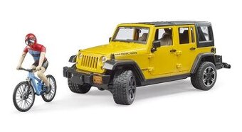 Bruder Jeep Wrangler Rubicon s cyklistom