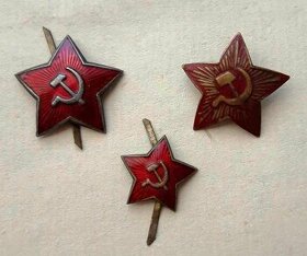 Tri stare ruske odznaky-hviezdy. - 1