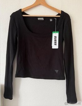 Nové čierne tričko s dlhými rukávmi GUESS (s visačkami)