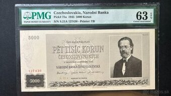 Bankovky ČSR 1945 Smetana Neperforovaná PMG