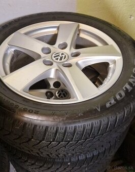 Alu disky VW Škoda. 5x112 R16 obuté Zimné pneu 205/55 R16