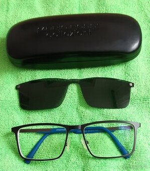 Pánske celorámové okuliare so slnečným klipom