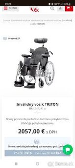 Invalidný vozík značky TRITON
