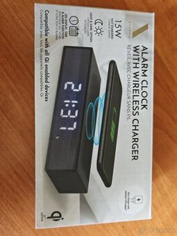 Bezdrôtová Qi rýchlo nabíjačka a digitálna hodinka