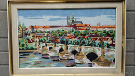 Obraz vysivany - pražský hrad