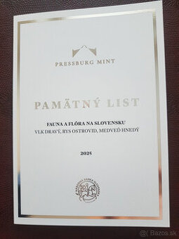 Pamätný list 3,33 € Fauna a flóra s originálnym podpisom