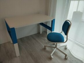 Rastuci stol IKEA PAHL v modrej farbe + otocna stolicka - 1