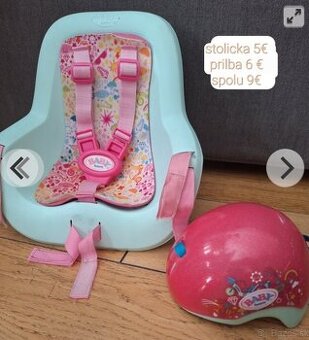 Baby born oblecenie+helma+sedacka