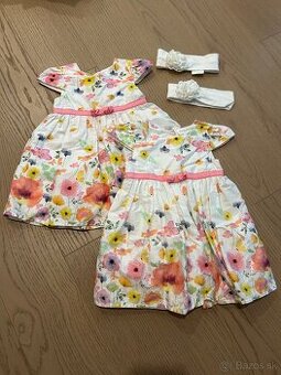 Slávnostné letné šaty pre dvojičky s čelenkou  č.74