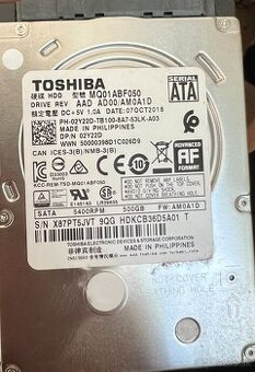 Toshiba 500GB, SATAII, 5400RPM, 8MB, MQ01ABF050
