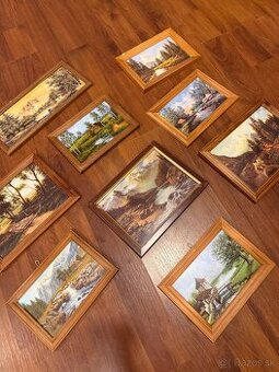 9 obrazov v drevených rámoch