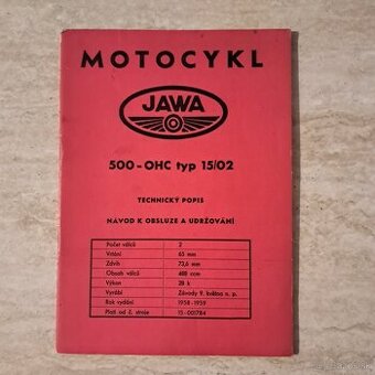Jawa 500 OHC, originál príručka