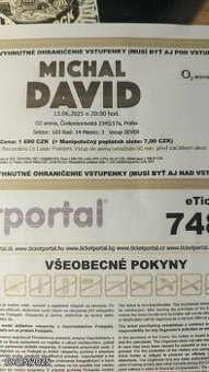 Vstupenky Michal David 13.06.2025, sedenie