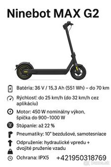 Na predaji elektro kolobežka Segway Ninebot MAX G2