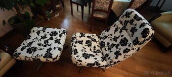 Vintage IKEA Lunna 2 – kreslo s podnožkou (kvetinový vzor)