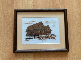 Vyšívané obrazy - slovenské drevenice