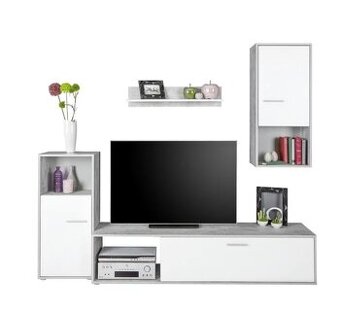 Obývacia stena sivo biela 4 dielna